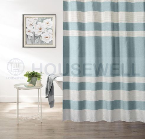 Metallic Printed PE/EVA Shower Curtains, Wet cloth wipe, Eco-Friendly and Non-toxic