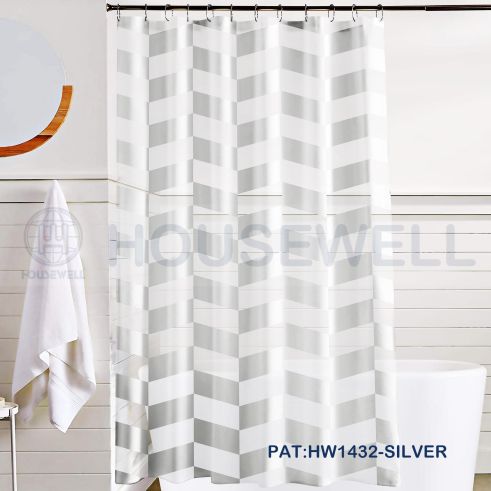 Metallic Printed Premium Polyester Shower Room Curtain, Easy maintenance, No smell,Mildew Resistant