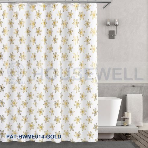 Metallic Printed PEVA Shower Curtains, Wet cloth wipe, Non-toxic and tasteless